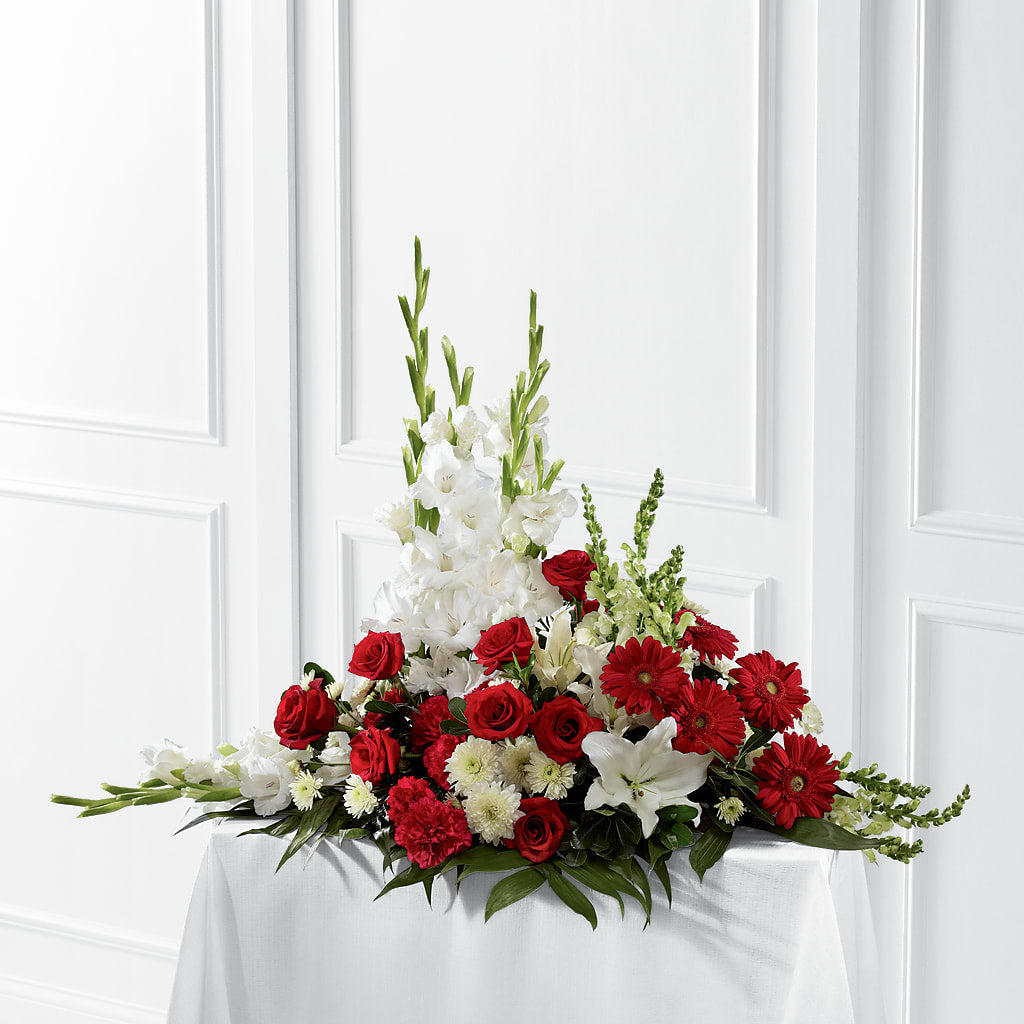 Crimson & White Arrangement – The Stud Florist, Conyers GA