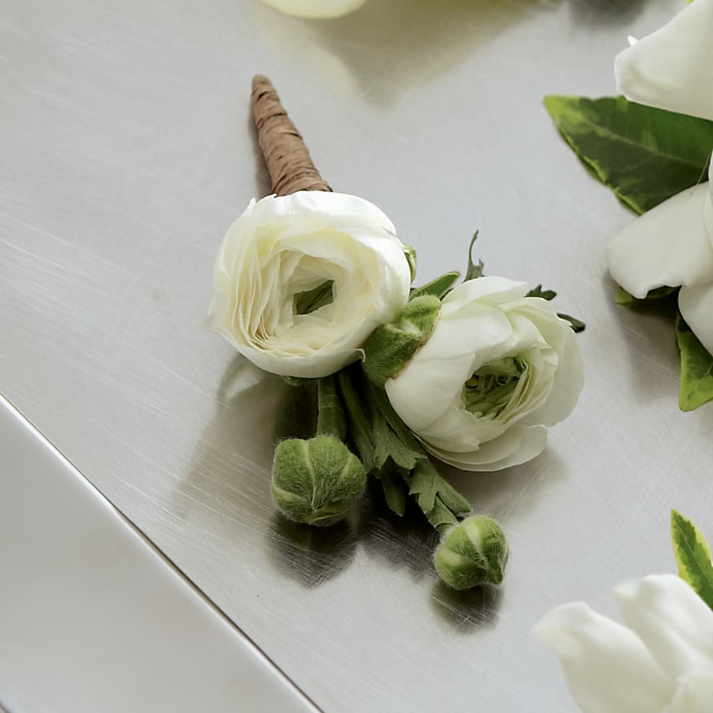 White Ranunculus Boutonniere –  The Stud Florist, Conyers GA