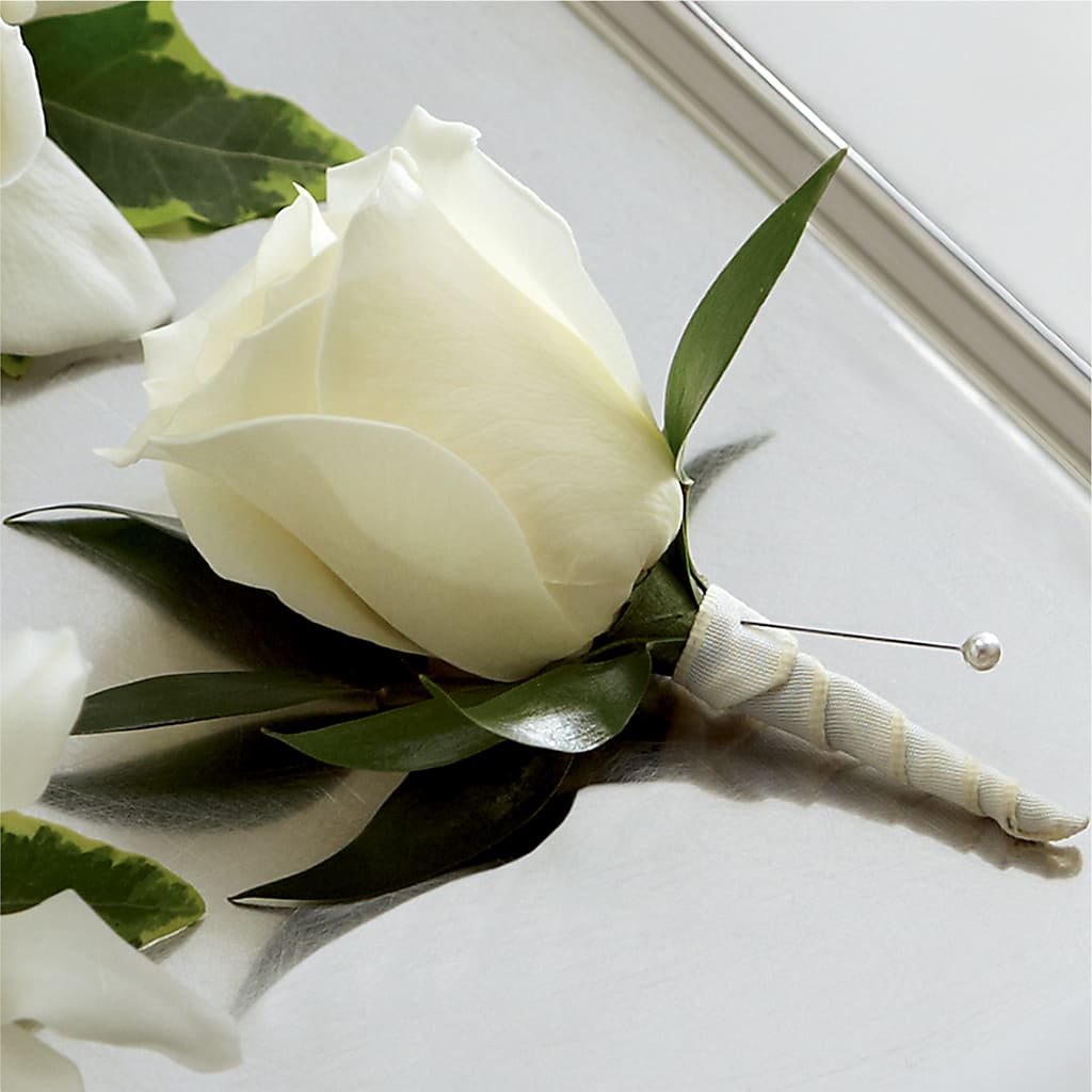 White Rose Boutonniere –  The Stud Florist, Conyers GA