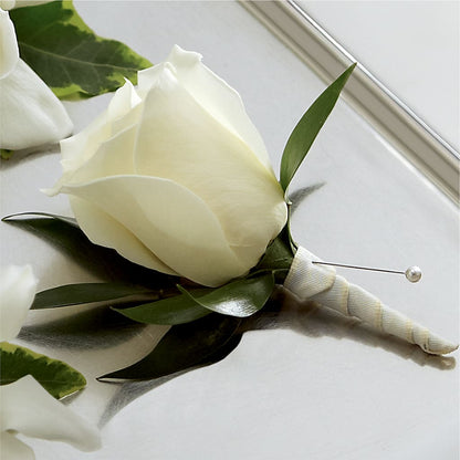 White Rose Boutonniere –  The Stud Florist, Conyers GA